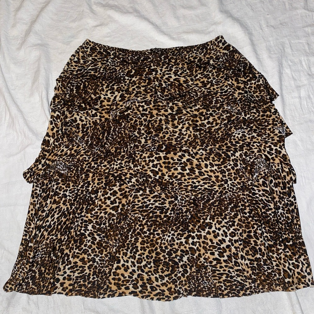 Made In Heaven Skirt Tiered Animal Print Size XL Stretchy